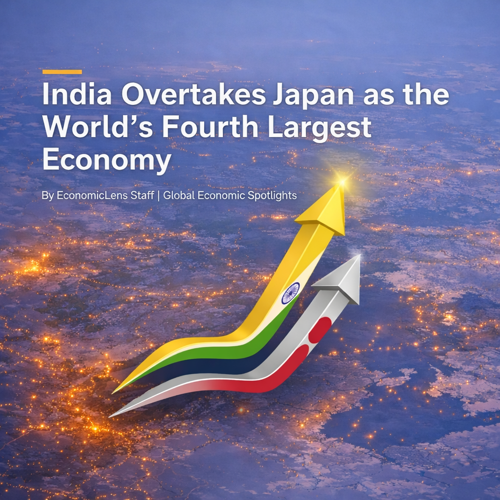 India and Japan economic comparison showing GDP size, growth rates, population, median age, per capita income, and inflation trends at the global ranking shift