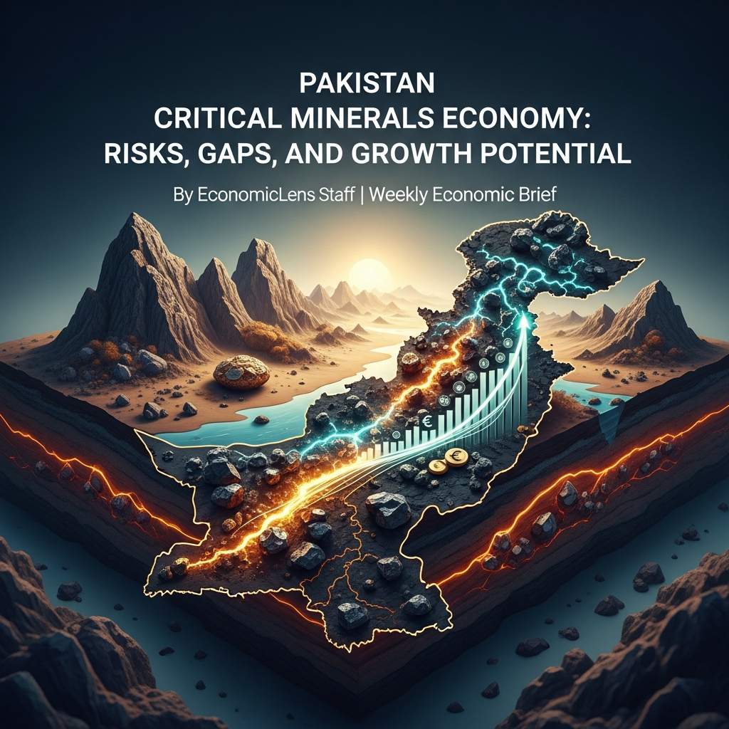 Pakistan critical minerals economy illustrated through a map showing mineral reserves, extraction zones, and rising economic value chains